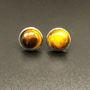Tigers Eye x Silver Stud Earrings